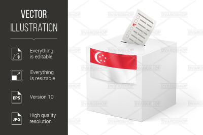 Ballot box with voting paper. Singapore