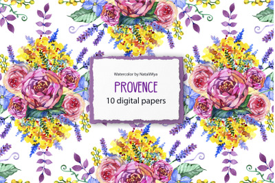 10 watercolor PROVENCE digital papers