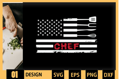 Chef Knife Patriotic US Flag