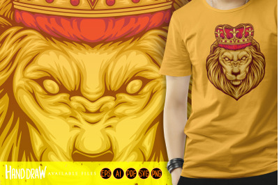 Classic elegant lion king crown illustrations