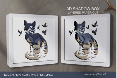 Cat 3D Shadow Box - Layered Papercut -SVG - DXF - AI - EPS