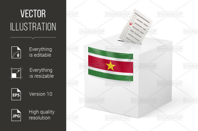 Ballot box with voting paper. Suriname