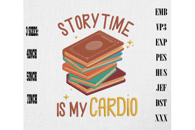 Storytime Is My Cardio Story Book Embroidery&2C; Fishing Lover Fisherman