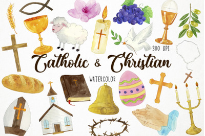 Watercolor Catholic Clipart, Christian Clipart, Religion Clipart