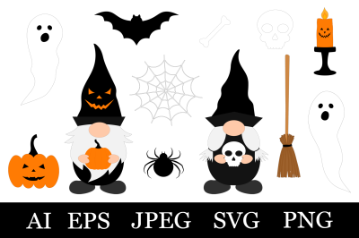 Halloween clipart. Gnomes Halloween SVG. Halloween graphic