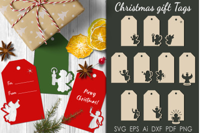 Gift Christmas tags with angels. Cutting file.SVG
