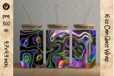 16oz Glass Can Sublimation Wrap Design.Abstract Liquid Can Glass