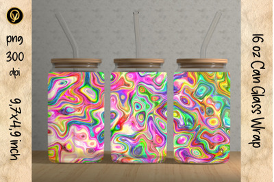 16oz Glass Can Sublimation Wrap Design.Abstract Liquid Can Glass