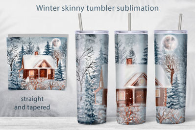 Winter forest tumbler wrap design Christmas sublimation png