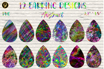 Earring Sublimation Bundle 2.Abstract Teardrop Earring Sublimation Png