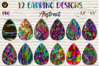 Earring Sublimation Bundle 5.Abstract Teardrop Earring Sublimation Png