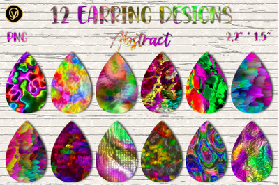 Earring Sublimation Bundle 6.Abstract Teardrop Earring Sublimation Png