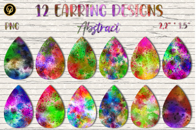 Earring Sublimation Bundle 7.Abstract Teardrop Earring Sublimation Png