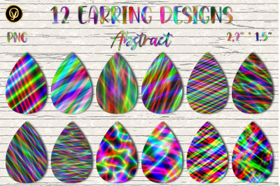 Earring Sublimation Bundle 8.Abstract Teardrop Earring Sublimation Png