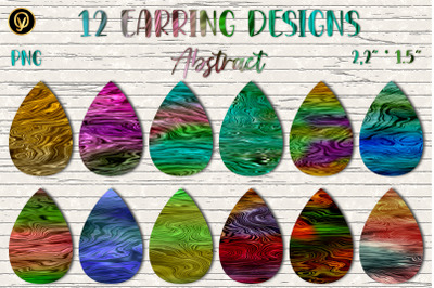 Earring Sublimation Bundle 9.Abstract Teardrop Earring Sublimation Png