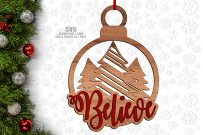 Believe Tree Ornament SVG | Christmas SVG Laser Cut Files
