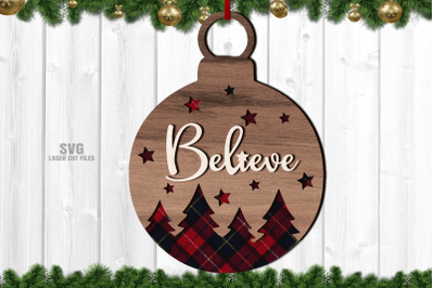 Believe Tree Ornament SVG | Christmas SVG Laser Cut Files