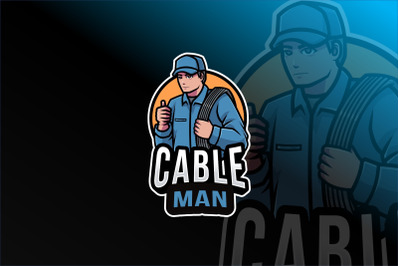 Cable man logo template