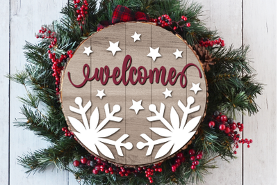 Snowflake Welcome Sign SVG Laser Cut Files | Christmas SVG Glowforge F