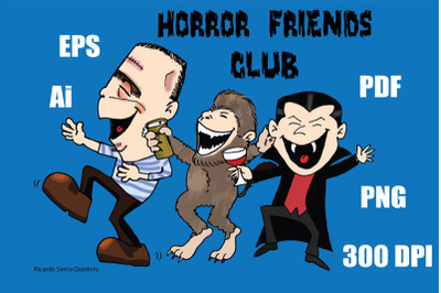 Funny friends horror club cartoon Halloween vector &amp; clipart design