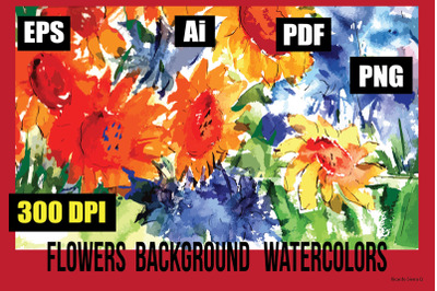 Spring watercolor flowers clipart &amp; vector 300 DPi EPS PDF PNG Ai