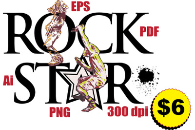 Rockstar design vector &amp; clipart 300 DPi EPS PDF PNG Ai.