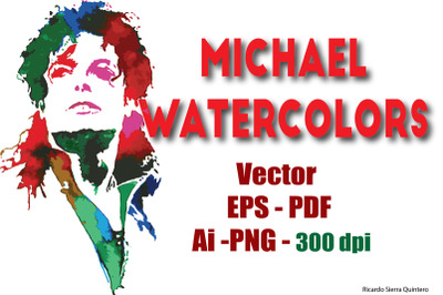 Michael Jackson Watercolor vector &amp; clipart 300 DPi EPS PDF PNG Ai