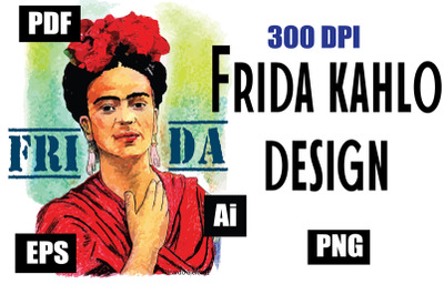 Frida Kahlo  vector &amp; clipart   300 DPi EPS PDF PNG Ai.