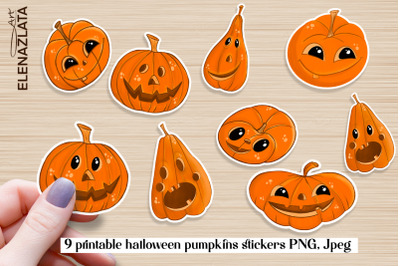 Halloween Pumpkin Characters / Printable Stickers for Cricut