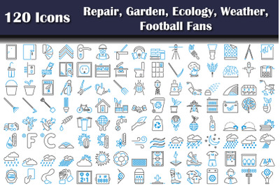 120 Icons Of Repair, Garden, Ecology, Weather, Football Fans