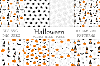 Halloween pattern. Gnomes Halloween pattern. Pumpkin pattern