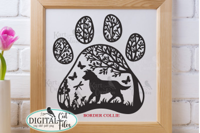 Border Collie Paw round sign svg dxf pdf cut out file