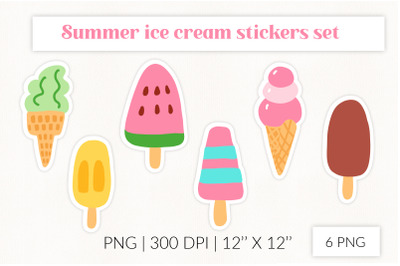 Ice Cream Summer Stickers Set