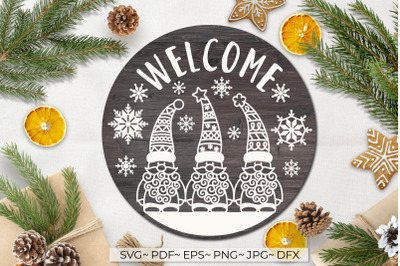Welcome christmas door sign svg | Christmas door rounds