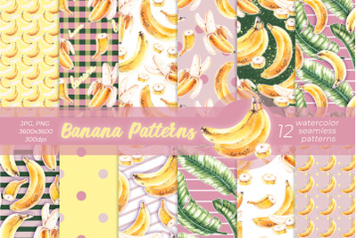 Watercolor banana patterns Watercolor Patterns PNG, JPG