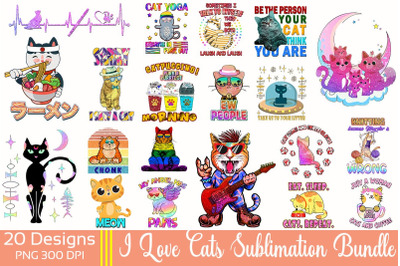 Cat Lover Sublimation Bundle-20 Designs-220718