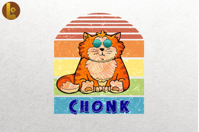 Chonk Gradient 70s 80s Funny Retro Cat