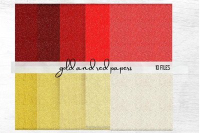 Gold and Red Glitter Paper