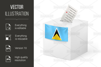 Ballot box with voting paper. Saint Lucia