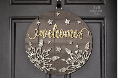 Snowflake Welcome Sign SVG Laser Cut Files | Christmas SVG