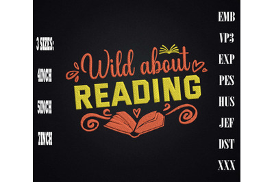 Wild About Reading Embroidery, Book Lovers, Bookworm