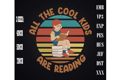All The Cool Kids Are Reading Book Retro Embroidery, Book Lovers