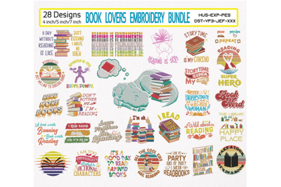 Book Lovers Embroidery Bundle 28 Designs For Book Lovers