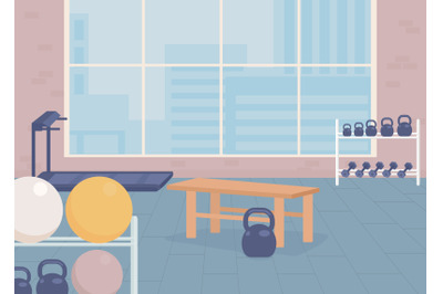 Gymnasium flat color vector illustration