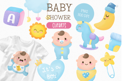 Watercolor Baby shower boy kawaii clipart baby born cartoon