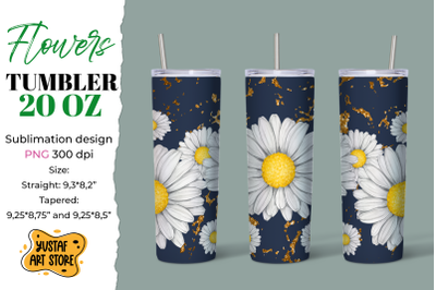 Flower tumbler sublimation design. Daisy/Chamomile Tumbler