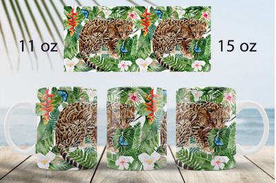 Tropical mug wrap design 15 oz and 11oz Summer sublimation