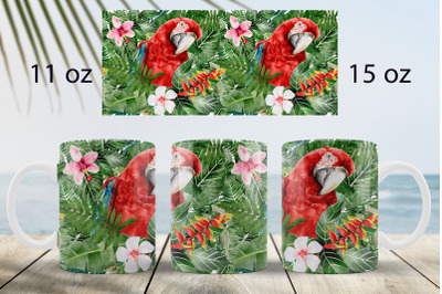 Tropical mug wrap design 15 oz and 11oz Summer sublimation