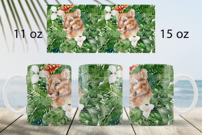 Tropical mug wrap design 15 oz and 11oz Summer sublimation