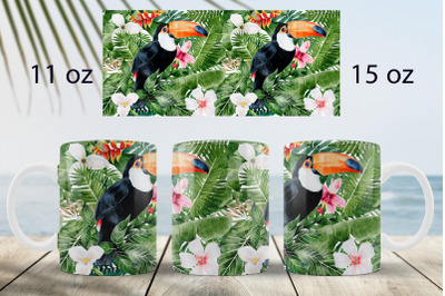 Tropical mug wrap design 15 oz and 11oz Summer sublimation